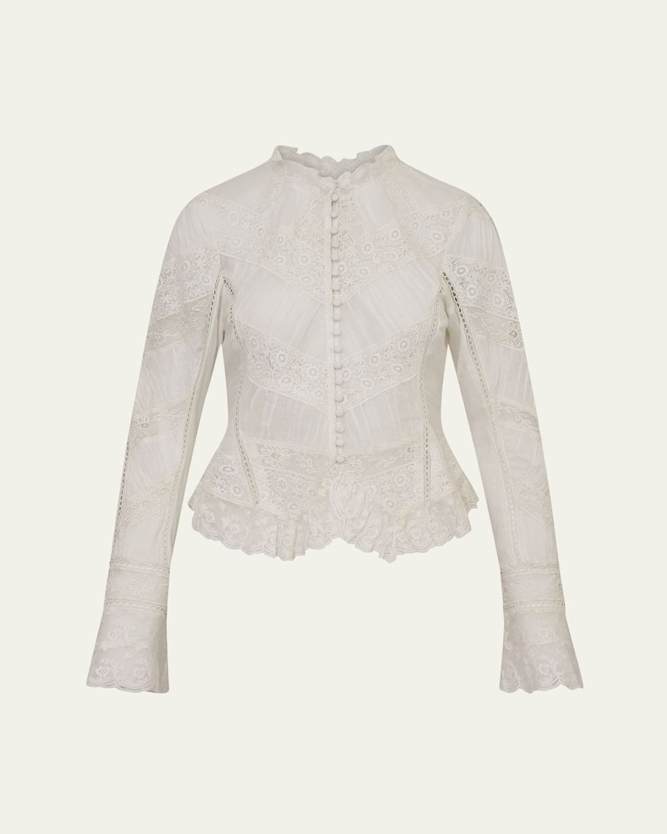 Beline Embroidered Button-Front Top